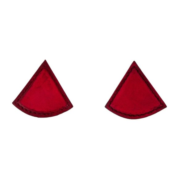 Hermès Leather Triangle Clip-On Earrings Red Smooth Leather Clip Back